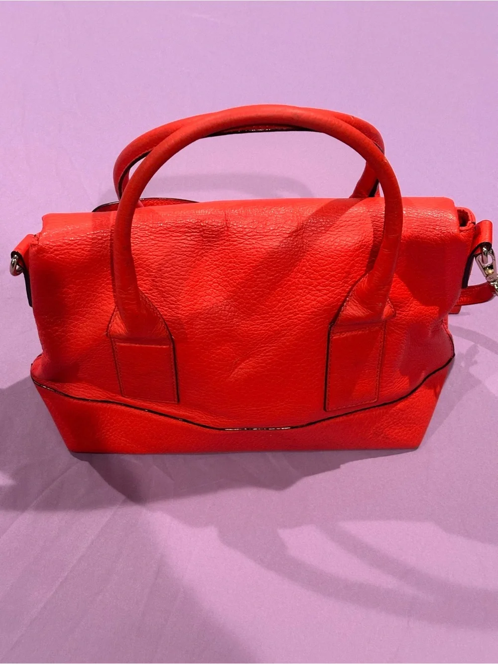 kate spade Bright Coral Leather Satchel with Tassel